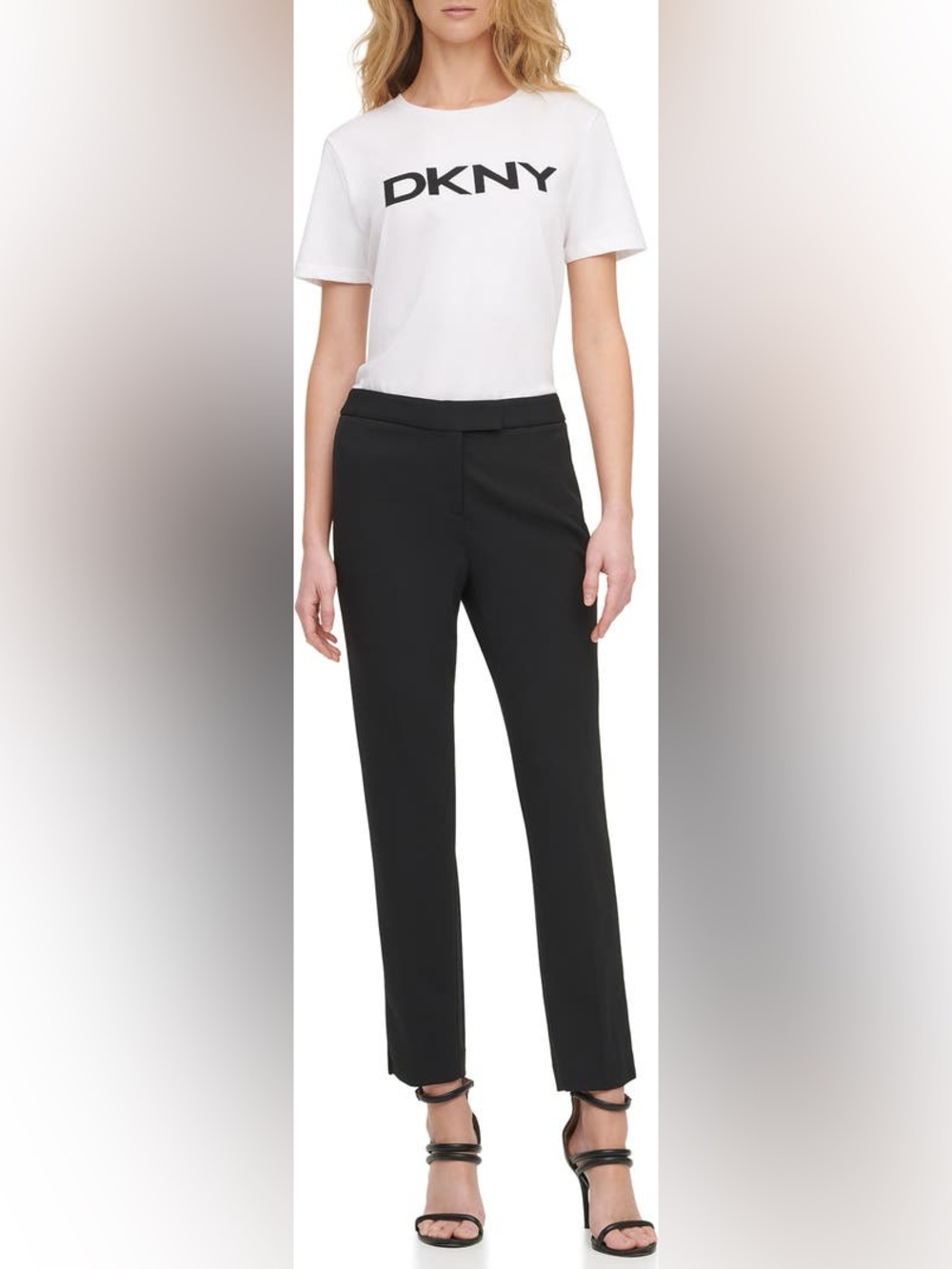 DKNY Black Foundation Slim Leg Tapered Career Dress Pants Size 8